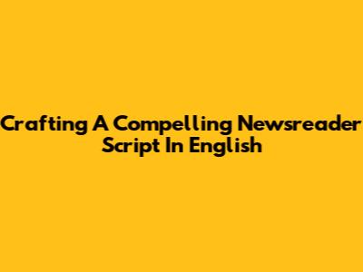 Crafting A Compelling Newsreader Script In English