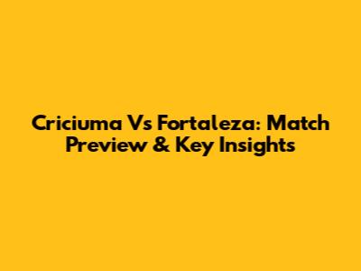 Criciuma Vs Fortaleza: Match Preview & Key Insights