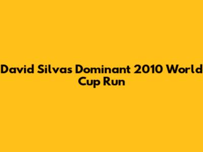David Silva's Dominant 2010 World Cup Run