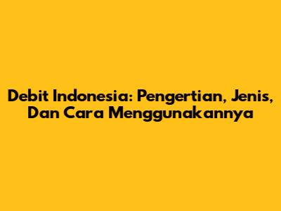 Debit Indonesia: Pengertian, Jenis, Dan Cara Menggunakannya