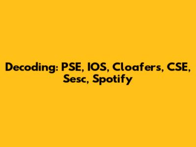 Decoding: PSE, IOS, Cloafers, CSE, Sesc, Spotify