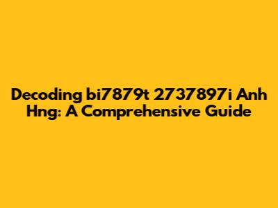 Decoding 'bi7879t 2737897i Anh Hng': A Comprehensive Guide