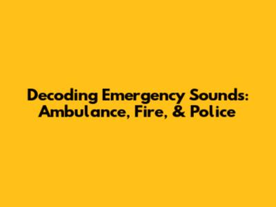 Decoding Emergency Sounds: Ambulance, Fire, & Police
