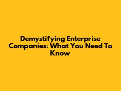 Demystifying Enterprise Companies: What You Need To Know