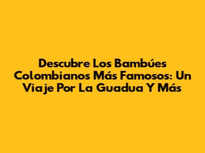 Descubre Los Bambúes Colombianos Más Famosos: Un Viaje Por La Guadua Y Más