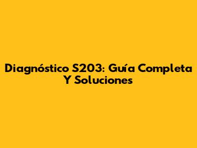 Diagnóstico S203: Guía Completa Y Soluciones