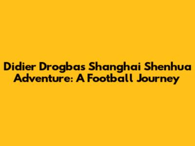 Didier Drogba's Shanghai Shenhua Adventure: A Football Journey
