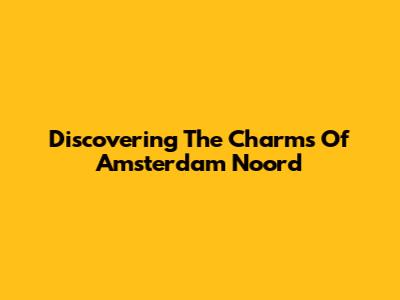 Discovering The Charms Of Amsterdam Noord