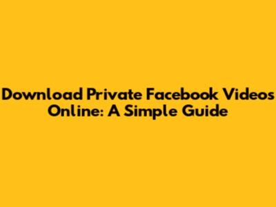 Download Private Facebook Videos Online: A Simple Guide
