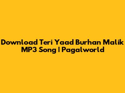Download Teri Yaad Burhan Malik MP3 Song | Pagalworld