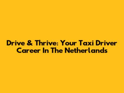 Drive & Thrive: Your Taxi Driver Career In The Netherlands