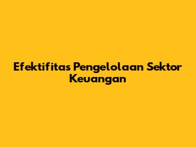 Efektifitas Pengelolaan Sektor Keuangan