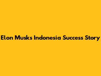 Elon Musk's Indonesia Success Story