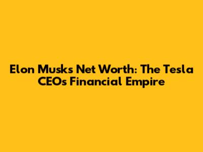 Elon Musk's Net Worth: The Tesla CEO's Financial Empire