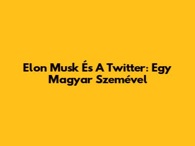Elon Musk És A Twitter: Egy Magyar Szemével
