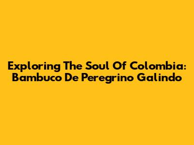 Exploring The Soul Of Colombia: Bambuco De Peregrino Galindo