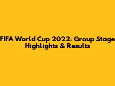 FIFA World Cup 2022: Group Stage Highlights & Results