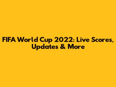 FIFA World Cup 2022: Live Scores, Updates & More