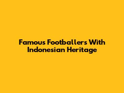 Famous Footballers With Indonesian Heritage