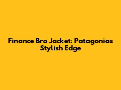 Finance Bro Jacket: Patagonia's Stylish Edge