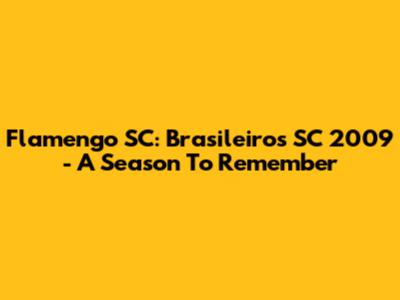 Flamengo SC: Brasileiros SC 2009 - A Season To Remember