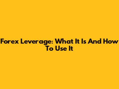 Forex Leverage: What It Is And How To Use It