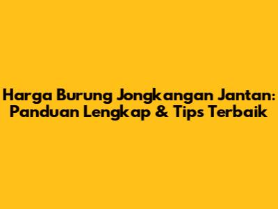 Harga Burung Jongkangan Jantan: Panduan Lengkap & Tips Terbaik