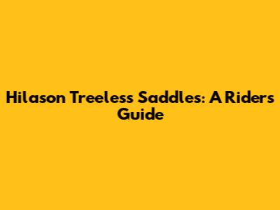 Hilason Treeless Saddles: A Rider's Guide