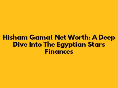Hisham Gamal Net Worth: A Deep Dive Into The Egyptian Star's Finances