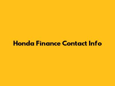 Honda Finance Contact Info