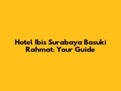 Hotel Ibis Surabaya Basuki Rahmat: Your Guide