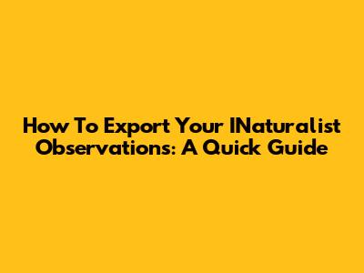 How To Export Your INaturalist Observations: A Quick Guide