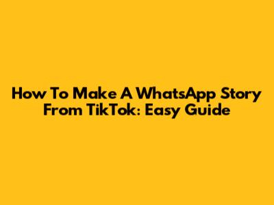 How To Make A WhatsApp Story From TikTok: Easy Guide