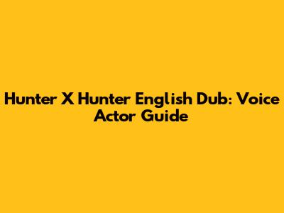 Hunter X Hunter English Dub: Voice Actor Guide