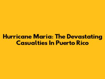 Hurricane Maria: The Devastating Casualties In Puerto Rico