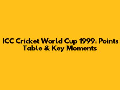 ICC Cricket World Cup 1999: Points Table & Key Moments