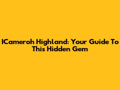 ICameroh Highland: Your Guide To This Hidden Gem