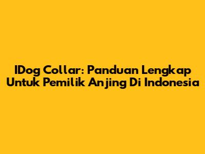 IDog Collar: Panduan Lengkap Untuk Pemilik Anjing Di Indonesia