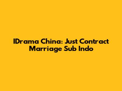 IDrama China: Just Contract Marriage Sub Indo