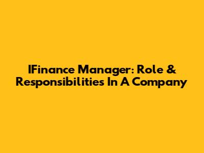 IFinance Manager: Role & Responsibilities In A Company