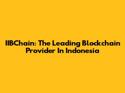 IIBChain: The Leading Blockchain Provider In Indonesia