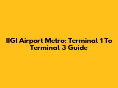 IIGI Airport Metro: Terminal 1 To Terminal 3 Guide