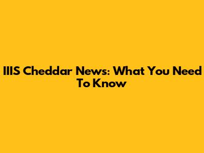 IIIS Cheddar News: What You Need To Know