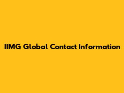 IIMG Global Contact Information