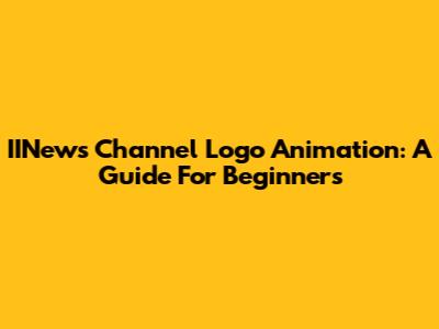 IINews Channel Logo Animation: A Guide For Beginners