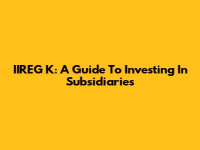 IIREG K: A Guide To Investing In Subsidiaries