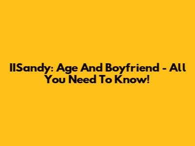 IISandy: Age And Boyfriend - All You Need To Know!