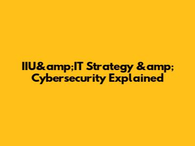 IIU&amp;IT Strategy &amp; Cybersecurity Explained