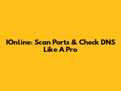 IOnline: Scan Ports & Check DNS Like A Pro