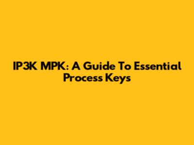 IP3K MPK: A Guide To Essential Process Keys